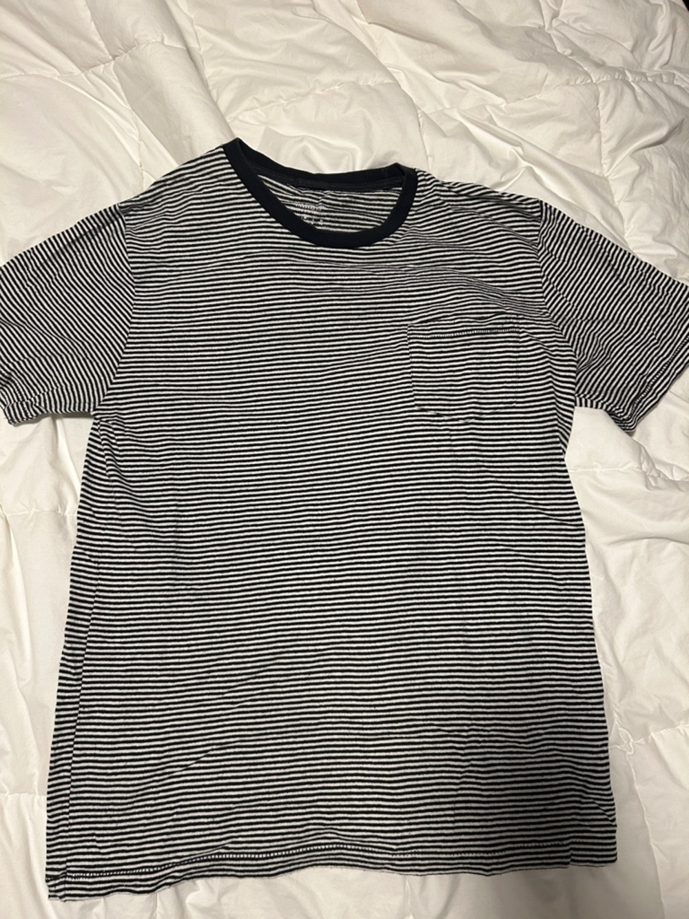 Urban Outfitters Black & White Striped Ringer Pocket Tee